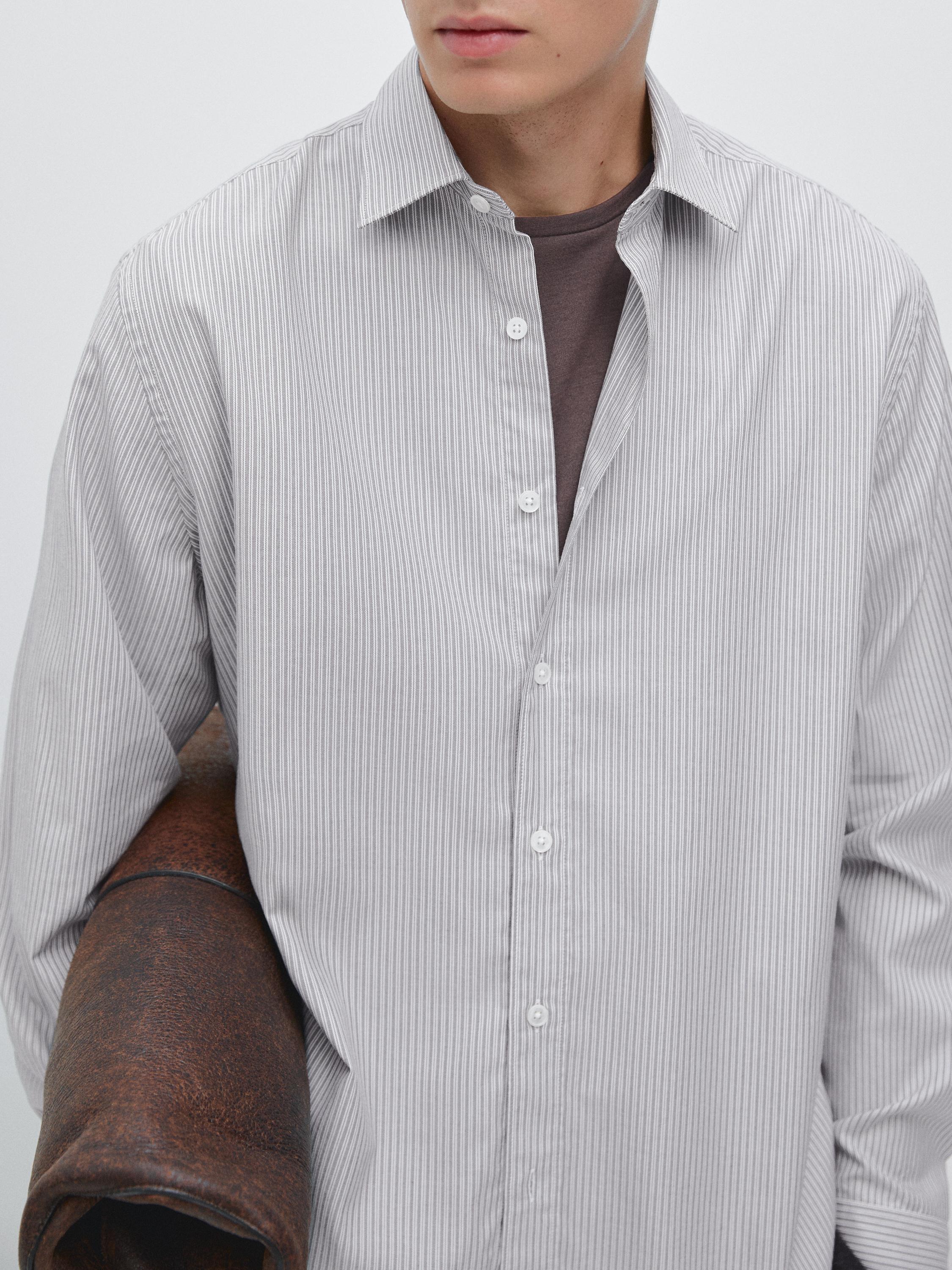 Chemise à rayures chinée regular fit